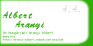 albert aranyi business card